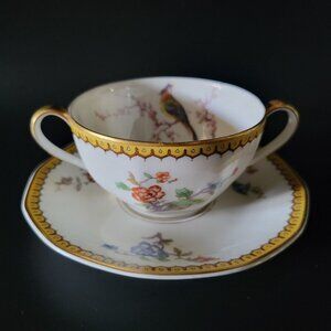 Antique Theodore Haviland Limoges Bouillon Cup & Saucer Eden Pattern